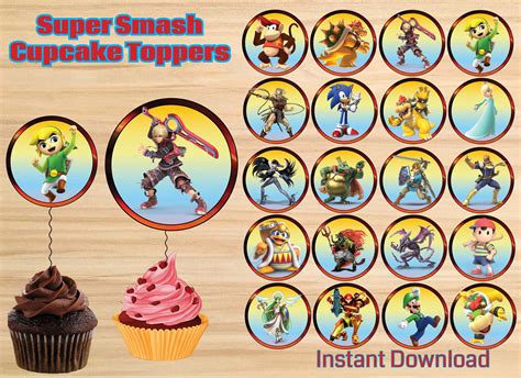 Instant Download Super Smash Cupcake Toppers Super Smash Etsy