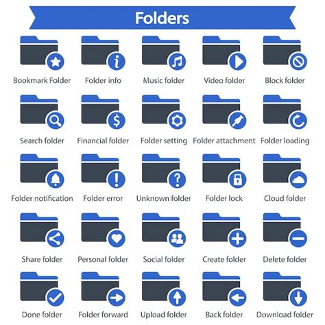 Premium Vector Folders Blue Icon Set