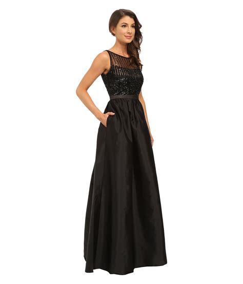 Adrianna Papell Sleeveless Beaded Bodice Taffeta Ball Gown In Black Lyst