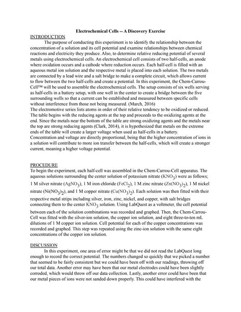 Solution Chem Lab Report Studypool