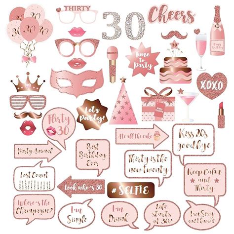 Buy 30th Birthday Party Photo Booth Props And Signs Rose Gold 30