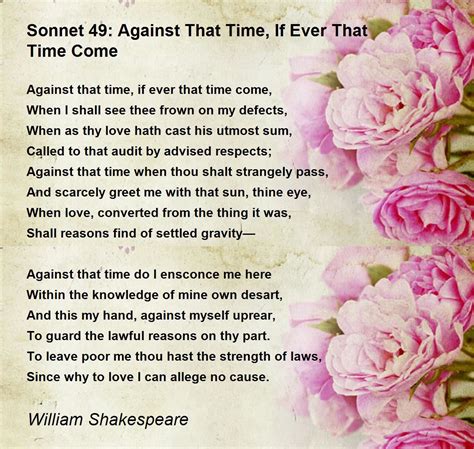 Sonnet 49 Against That Time If Ever That Time Come Poem By William