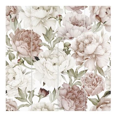 Peonies Flowers Mural Removable Wallpaper Wall Mural Peel And Stick