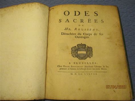 Jean Baptiste Rousseau Odes Sacr Es D Tach Es Du Corps De Catawiki