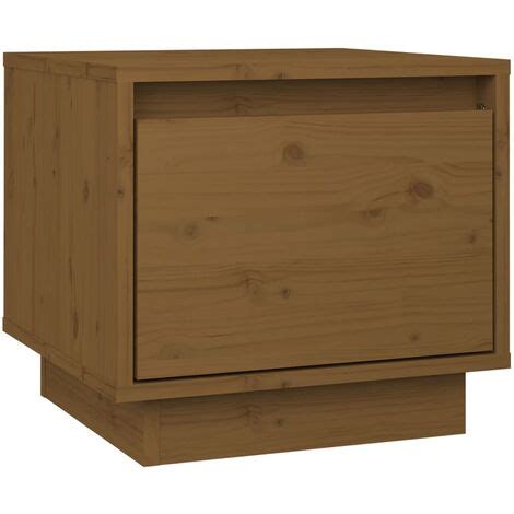 Table De Chevet Marron Miel 35x34x32 Cm Bois De Pin Solide