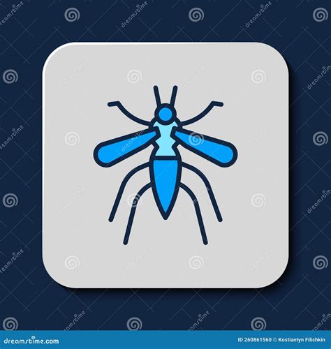 Icono De Mosquito Con Contorno Relleno Aislado En Fondo Azul Vector