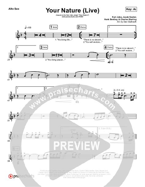 Your Nature Live Alto Sax Sheet Music Pdf Kari Jobe Praisecharts