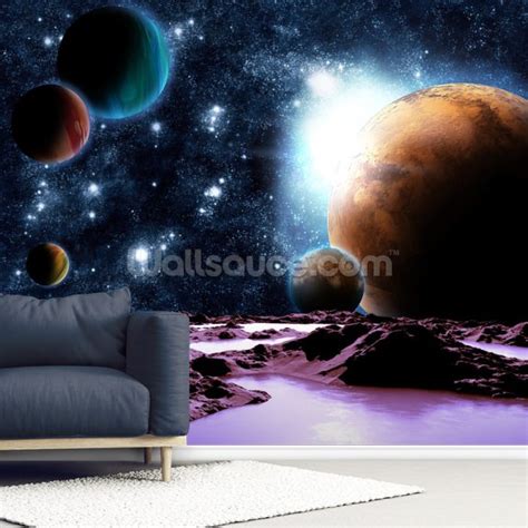 Abstract Planets With Water Wall Mural Wallsauce UK