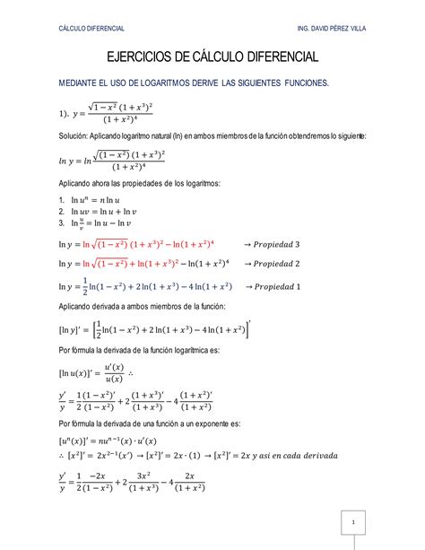 Ejercicios de cálculo diferencial PDF