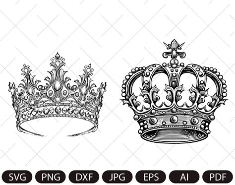 Golden Crown Set Gold Crowns Clipart, Royal Crown Svg, Gold King Crown ...