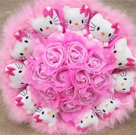 Popular Cute lovely Hello Kitty Soap Roses Cartoon Bouquet Gift Flowers For Valentine's Day ...