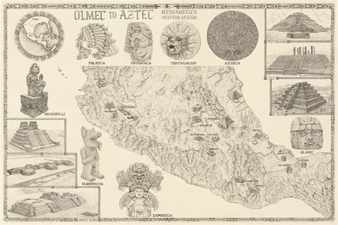 AZTEC MAP - Olmecs to Aztecs, map of western MesoAmerica – King of Maps