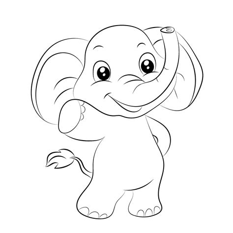 Página Para Colorear De Elefante Para Niños Ilustración De Contorno De Elefante Dibujado A Mano