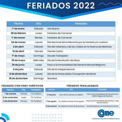 El Gobierno Oficializó El Cronograma De Feriados Nacionales Para 2022 Fedecom