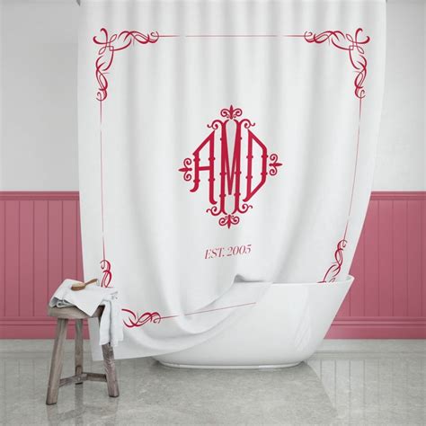 Monogrammed Shower Curtain Custom Monogram Bathroom Set Personalized