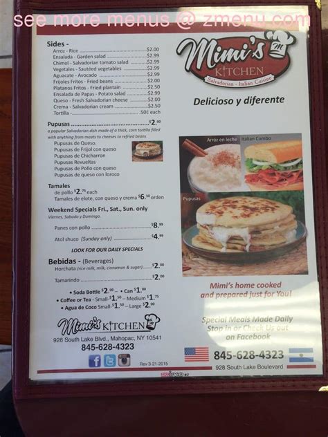 Online Menu Of Mimis Kitchen Restaurant Mahopac New York 10541 Zmenu