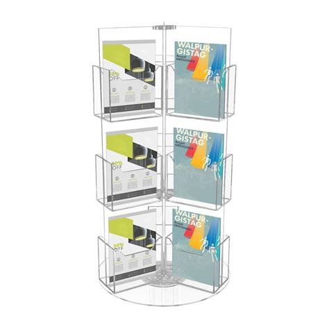 Pocket Acrylic Pamphlet Holder Rotating Clear Brochure Display