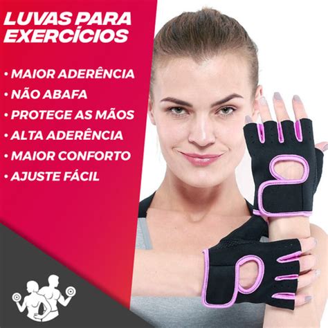 Luva De Academia Feminina Muscula O Punho Treino Esportiva Rosa Em