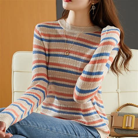 Autumn Winter New Women Long Sleeve Sweater Round Neck Knitted Tops