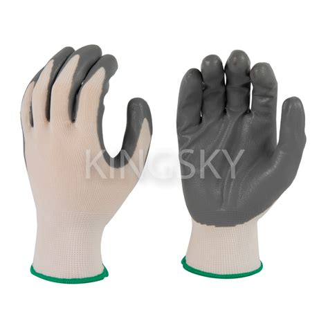 G Polyester Liner Anti Slip Oil Proof Grey Nitrile Coated Palm