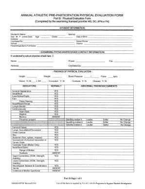 Fillable Online Mbs Annual Athletic Pre Participation Physical Bb Fax