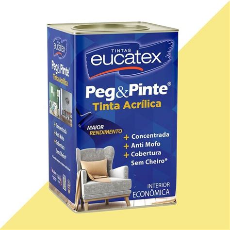 Tinta Latex Eucatex Peg Pinte Acrilico Amarelo Canario 18l Leroy Merlin