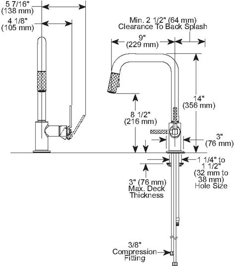 Brizo 63054lf Pc Litze Pull Down Faucet With Square Spout And Industrial Handle Brizo 63054lf