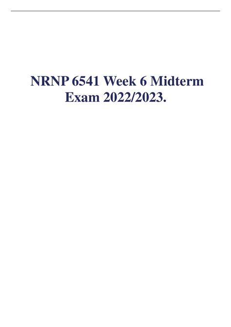 NRNP 6541 Week 6 Midterm Exam 2022 2023 Answers 100 Correct Verified