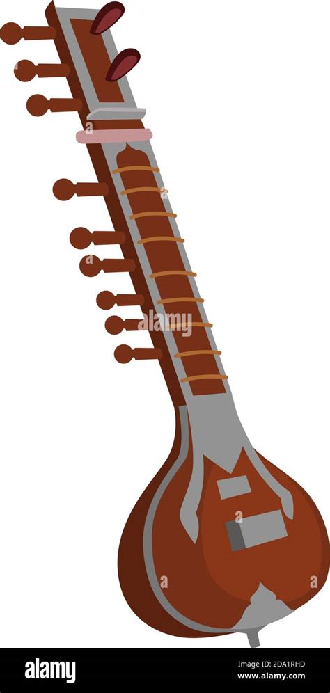 Sitar Instrument Illustration Vector On White Background Stock