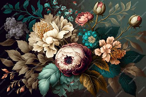 Premium Ai Image Vintage Botanical Wallpaper With Beautiful Flower