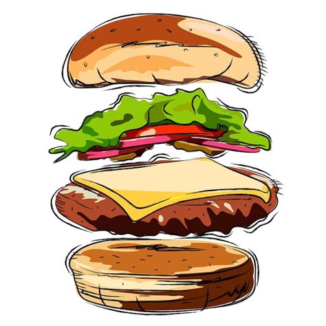 Premium Vector Vector Illustration Flying Burger