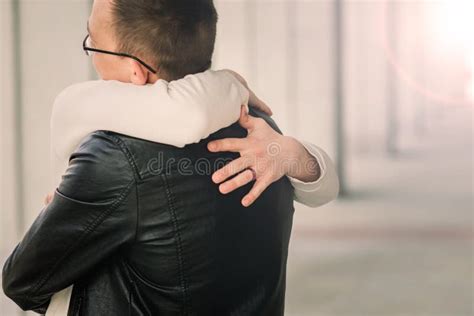 Cute Gay Couple In The City Tender Gentle Kissing Smiling Stock Image Image Of Lovers Cool
