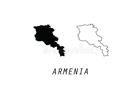 Armenia Outline Map Country Shape State Borders Stock Vector ...