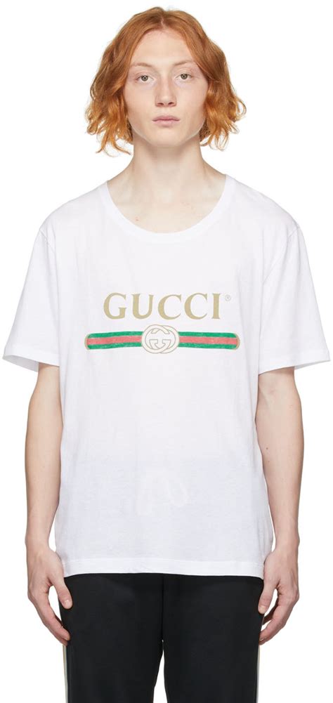 Gucci White Oversized Logo T Shirt Ssense