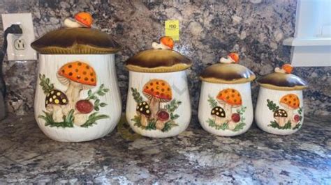 Vintage Sears And Robuck Merry Mushroom Canister Set