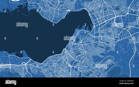 Detailed Map Poster Of Izmir City Administrative Area Blue Skyline