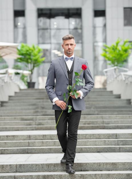 Premium Photo Elegant Man In Tuxedo Man Wearing Tuxedo Bowtie Walking