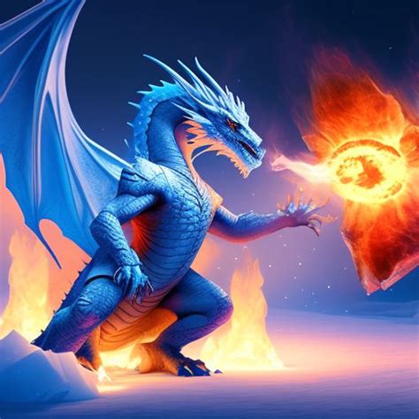 Paicermo: a dragon breathing fire at an ice wizard
