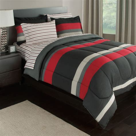 Red And Grey Comforter Set Twin Bedding Sets