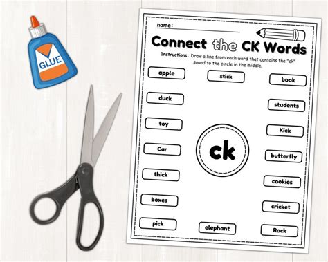 Words Ending In Ck Worksheets And Activities Tracing Matching Cut And