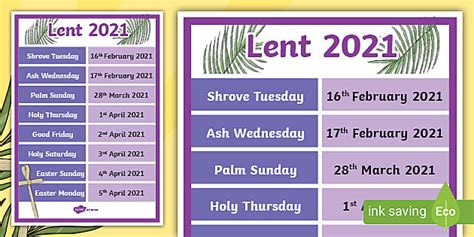 Free Dates In Lent Display Poster L Enseignant A Fait