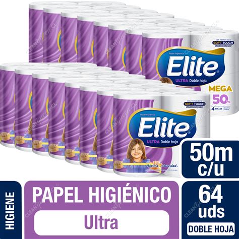 Papel Higiénico Elite Ultra Doble Hoja 64 Unid 50 Mts C U Clean Queen