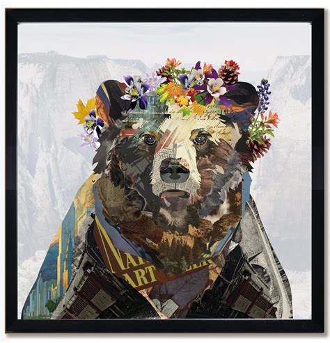 BEAR MIXED MEDIA COLLAGE ART