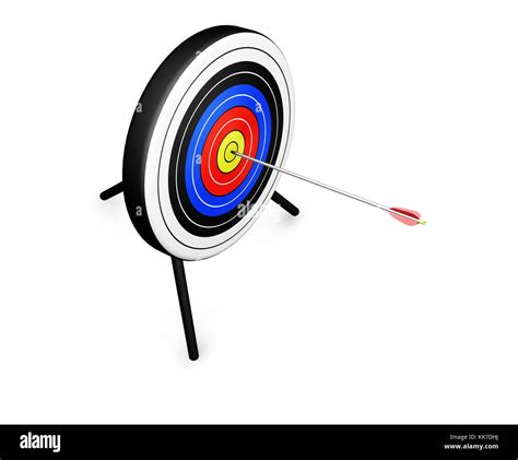 3D Render Of An Arrow Hitting The Bullseye Stock Photo Alamy