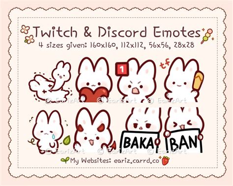 Twitch Emotes Discord Emotes Pack 8 Cute White Bunny Etsy Uk