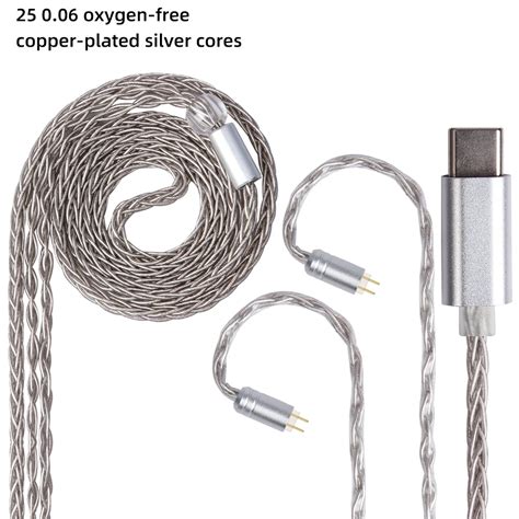 FDBRO MINI Cable de 8 núcleos Chapado en plata Tipo C MMCX equilibrado