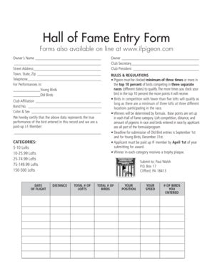 Fillable Online Hall Of Fame Entry Form Fax Email Print PdfFiller