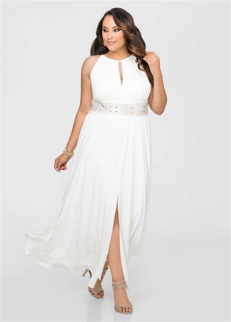 Beaded Waist Halter Gown Plus Size Special Occasion Dresses Ashley