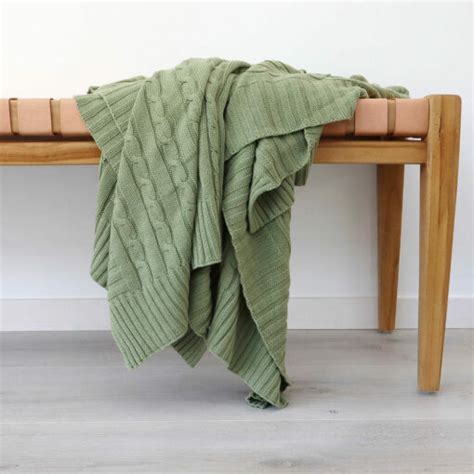 Sage Knitted Green Throw 150x130cm