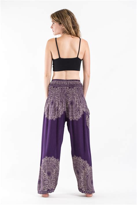 Floral Mandalas Womens Harem Pants In Purple